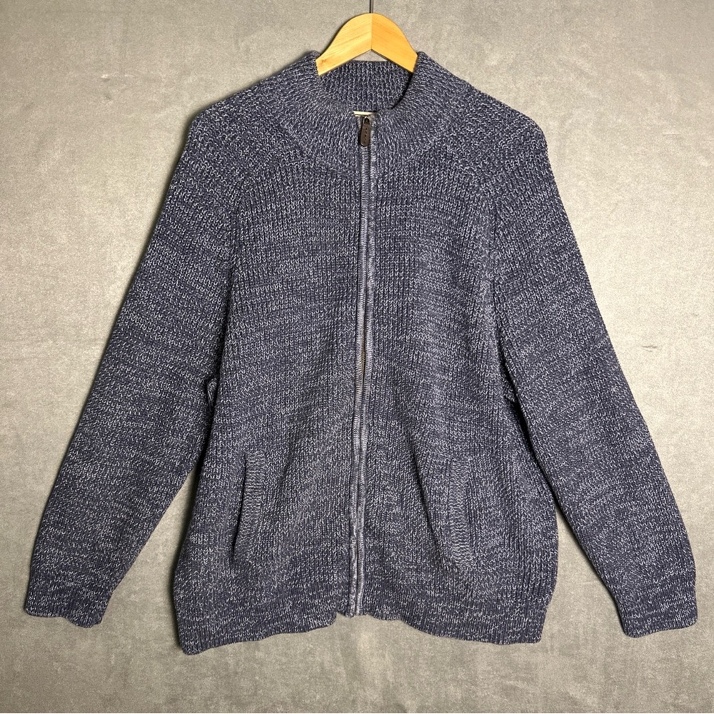 LL Bean Men’s Cardigan Sweater Size XL Heavy Knit Full Zip 298244 Blue